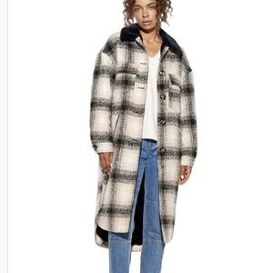 Apparis James Plaid Faux Fur Collar Coat